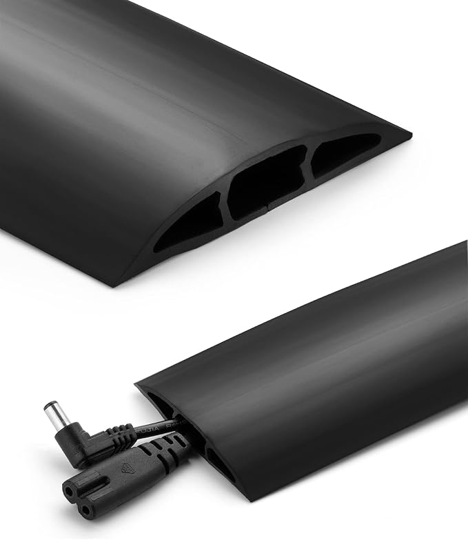 Bates- Floor Cord Cover, 30ft, Cable Cavity 0.6" (W) x 0.31" (H), Heavy Duty Wire Protector, PVC Extension Cords Hider, Protect Cords, Prevent Cable Trips, Cord Hider for Office, Home, Outdoor