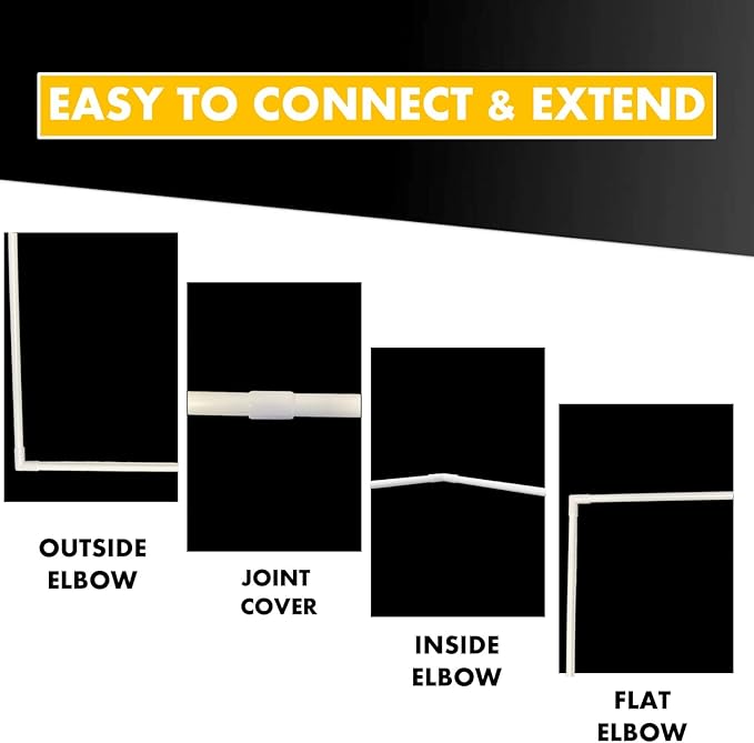 Kable Kontrol Cord Cover Cable Raceway Kit, 107”in Cable Cover Channel, Paintable Self-Adhesive Cable Management Wire Concealer, Cord Hider for Wall Mounted Tv, 0.43” W x 0.50” H –8 Pcs – White