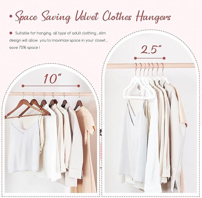 HOUSE DAY White Velvet Hangers 60 Pack, Non Slip Flocked Felt Hangers, Sturdy Velvet Clothes Hanger, Cute Heart Heavy Duty Coat Hanger, Ultra Slim for Closet Space Saving