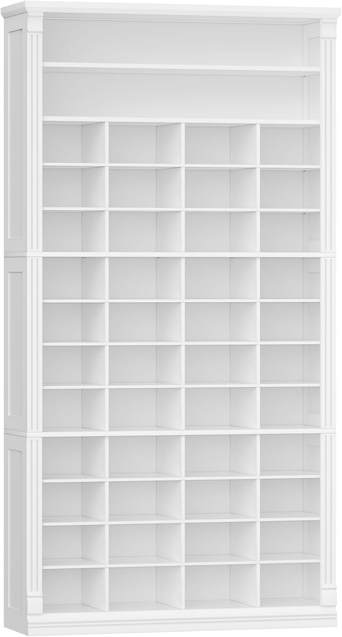 Hzuaneri 13 Tiers Shoe Storage Cabinet, Tall Shoe Cabinet with Cubby, Wooden Shoes Organizer for Closet, 52 Pairs, Shoes Cubby Organizer for Entryway, Hallway, Bedroom, White SR41003X