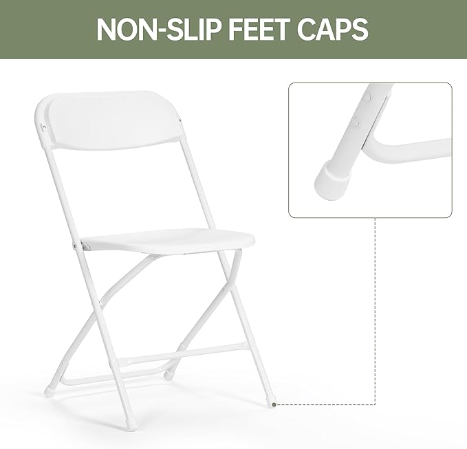 30 PCS Plastic Folding Chair, Portable Commercial Chair, Heavy-Duty Plastic Folding Chairs, Folding Chair with 350 LB Capacity for Wedding Party Outdoor Indoor White
