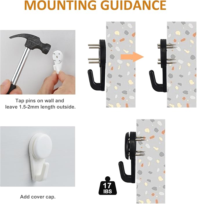 Light Hooks for Concrete Walls: 30 Pack Small Utility Wall-Mount Hangers - Outdoor String Lights Clips - Hanging Decoration Plants Shelves Picture Tapestry Heavy Duty for Wooden Cement Stucco (White)
