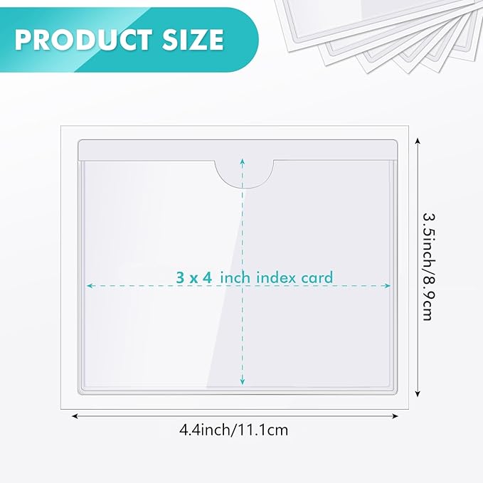 Outus 200 Pack 3.5 x 4.4 Inch Self Adhesive Label Pockets Bulk Plastic Labels Holders for Storage Bins Clear Classroom Nameplate Sleeves Index Card Tote Photos Waterproof Protect Office