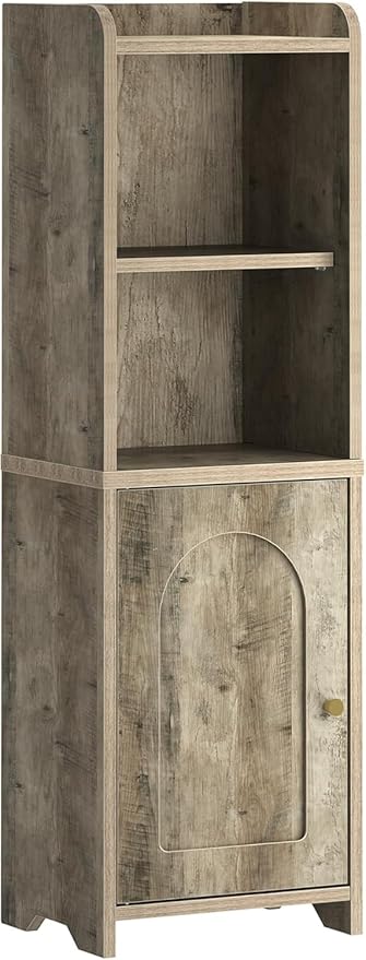 Hzuaneri Bathroom Storage Cabinet, Corner Floor Cabinet with Doors and Adjustable Shelf, Narrow Toilet Paper Cabinets, Bathroom Organizer for Small Spaces, Rustic Greige BC39705X