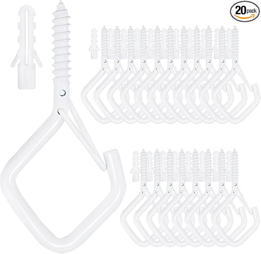 20PCS Eye Screw Hooks for Hanging Heavy Duty with Safety Buckle.Metal Ceiling Hooks for Hanging Plants,Cup,Wind Chime,Bird Feeders,String Lights at Indoor&Outdoor,2.36 Inch（No Drill Bit
