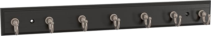 Franklin Brass Key Tidy (1-Pack) Matte Black Key Holder 14' Wall Mount Small Item Rack 7 Hooks for Wall, Hallway, Entry Keychain Rail Organizer B46712K-218-R