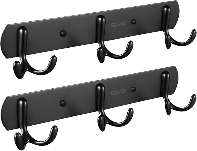 SOLVEX Coat Rack Wall Mount,2 Pack Coat Hooks Wall Mount, Hat Rack Key Holder Bag Hanger for Wall,Wall Hooks for Hanging,Purse Hanger Towel Hooks for Bathroom SP-60301-N