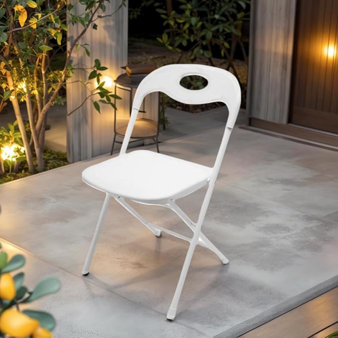 Huacan 6 Pack White Folding Chair – Portable Commercial Seat for Events, Parties, Weddings, and Home Use – Heavy Duty 150kg Capacity, Lightweight & Easy to Store