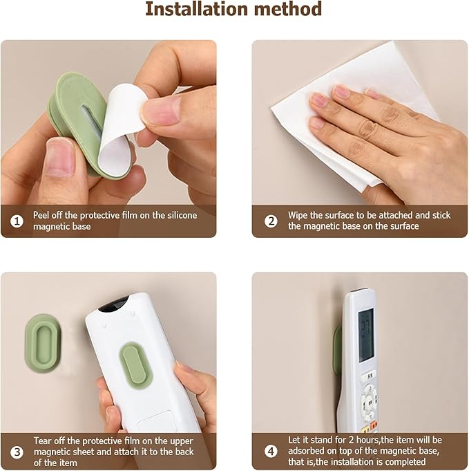 XYOFUN Magnetic Remote Control Holder Wall Mount - 4 Pcs No Drill Self-Adhesive Organizer for Air Conditioner & TV Remotes, Storage Caddy for Televisions Backside - White