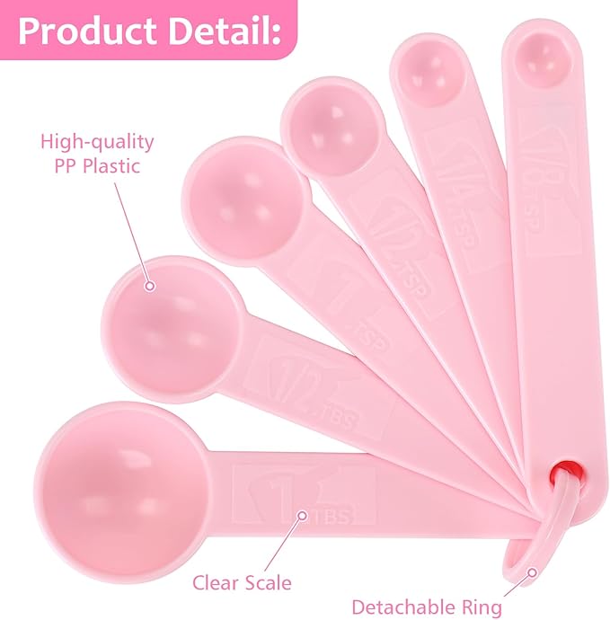 Accmor Measuring Cups & Spoons Set, Measuring Cup Set, Plastic Stackable Cups and Spoons, 11 Pcs Different Capacities Tablespoons Kitchen Gadgets Nesting Measure Sets for Dry Liquid Ingredients (Pink)