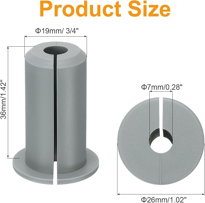 uxcell 2Pcs Wall Grommets for Cables 3/4 Inch Silicone Cable Wall Bushing Feed Through Cable Routing Kit Accessories Wall Cable Pass Through for Ethernet with 7mm Hole, Grey