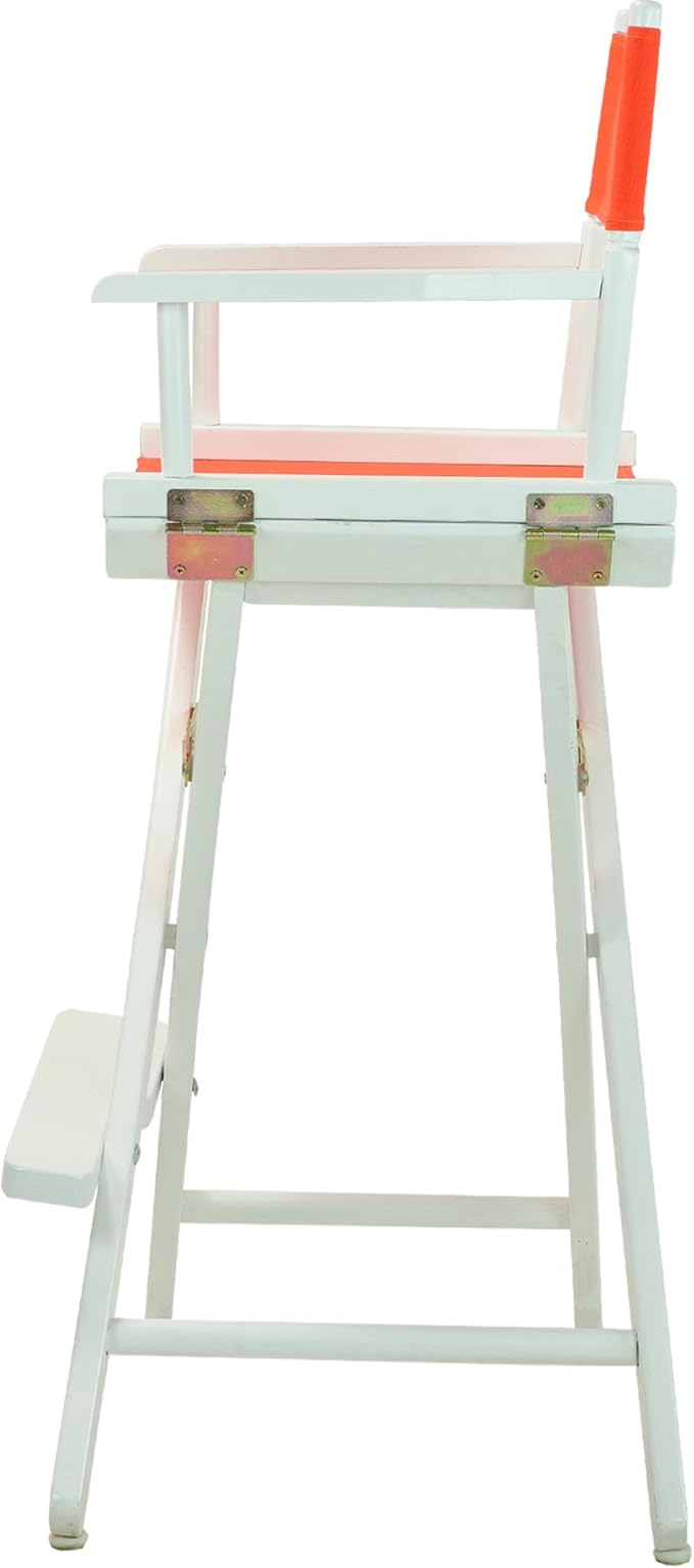Casual Home Director's Chair ,White Frame/Orange Canvas,30" - Bar Height