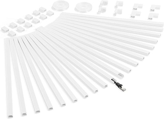 340in Cord Covers for Wires on Wall, One-Cord Wire Covers for Cords, Small White Cord Hider Wall, LZEOY Cable Raceway Wire Hider for Cords, Paintable Cable Concealer - 20x L17 W0.59in H0.4in