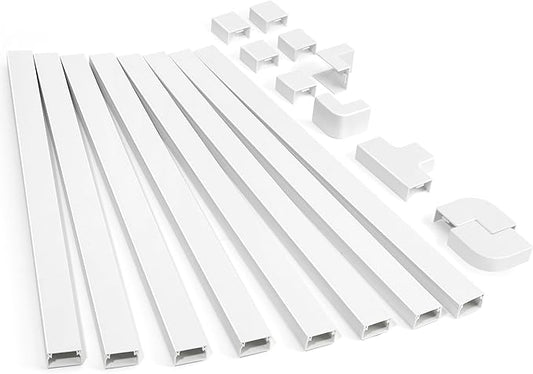 126in Cord Hider Kit, ZhiYo Cord Cover for Wall Mounted TV, Paintable Wire Cover for Cords, TV Cable Hider Wall Kit, Cable Cover Wire Management, White Cords Concealer, 8 x L15.7in W0.95in H0.55in