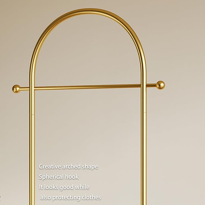 Modern Gold Arch Clothing Rack – Freestanding Garment Rack for Hanging Clothes,Heavy Duty Coat Rack,Metal Small Clothes Rack for Bedroom,Closet or Boutique Display