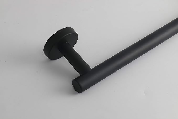 TocTen Bath Towel Bar - Thicken SUS304 Stainless Steel Bathroom Towel Holder, Towel Rod for Bathroom Heavy Duty Wall Mounted Towel Rack Hanger (12IN, Black)