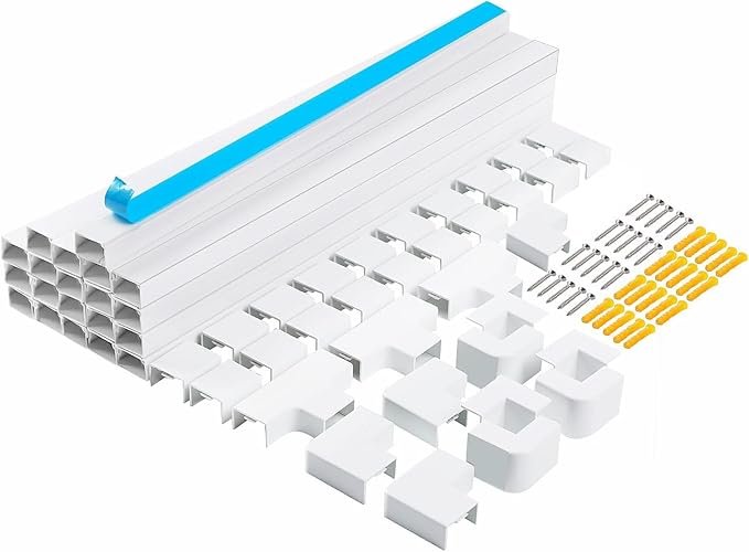Cord Hider,315inTV Cable Management Concealer, Cord Concealer for Hide Cords Wall Mounted,Wire Covers for Cords on Wall,Cable Raceway Kit,20 x L15.75W0.95H0.55in (315in L × 0.95in W × 0.55in H)