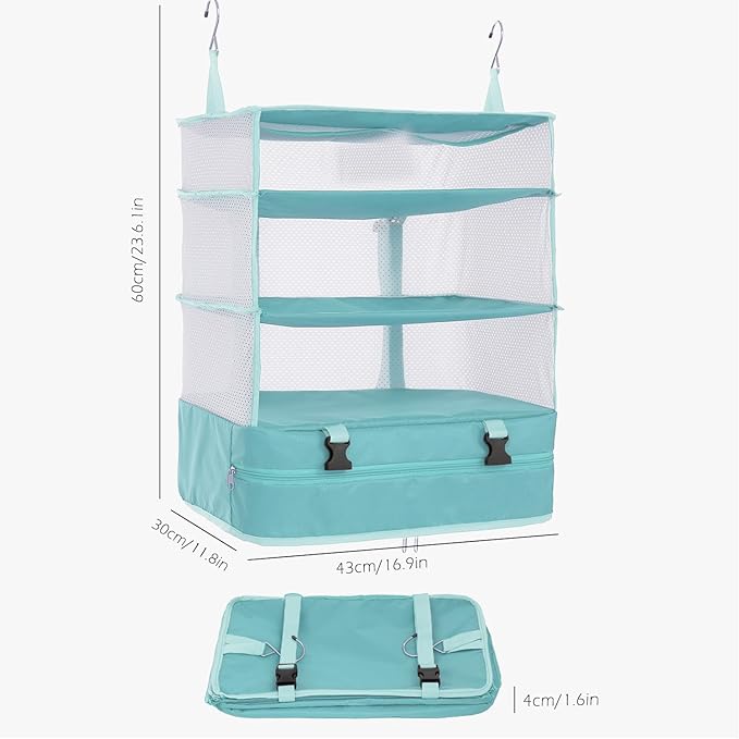 TABITORA Portable Hanging Travel Shelves Bag Packing Cube Organizer Suitcase Storage Large Capacity