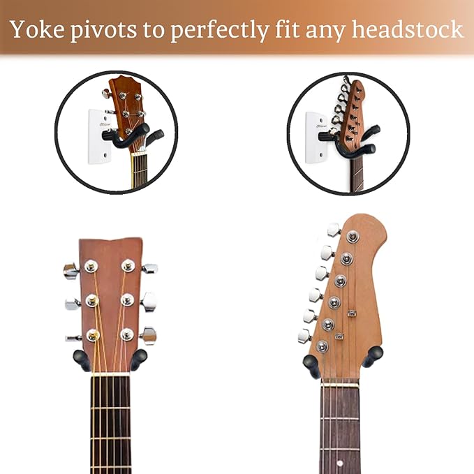 Onmiwod Guitar Wall Mount 2 Pack, White Hardwood Guitar Hanger, U-Shaped Guitar Wall Hanger Mount, Guitar Holder Hook Stand Wall for Acoustic, Electric Guitar, Banjo, Bass, for Guitar Player Men Boy