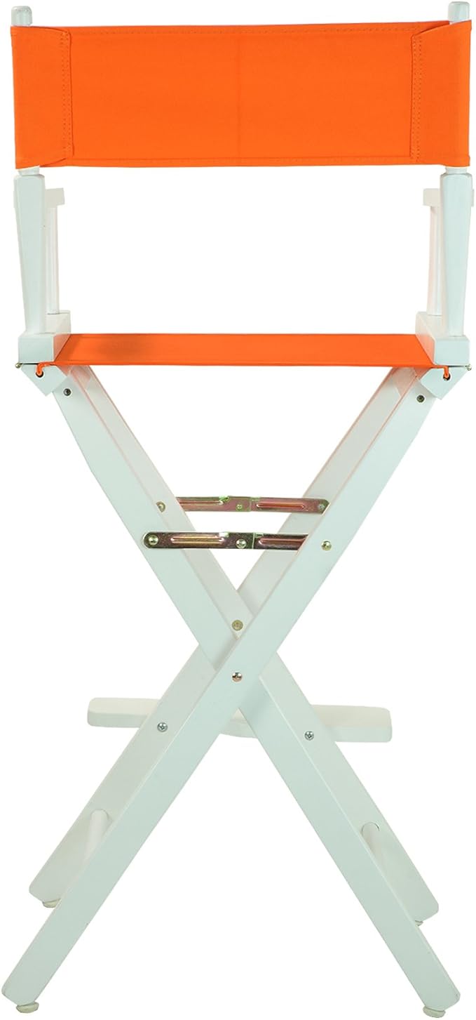 Casual Home Director's Chair ,White Frame/Tangerine Canvas,30" - Bar Height