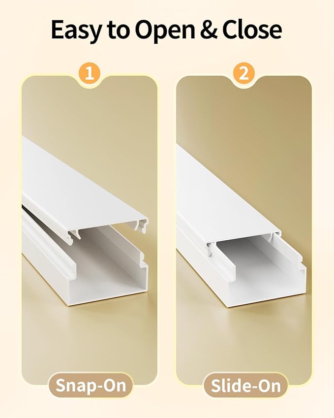 Yecaye 70.8in Large Cord Hider, Wire Covers for 3-4 Cords on Wall, Cord Hider Wall, TV Cord Hider Kit, Paintable TV Cord Hider for Wall Mounted TV, W1.18in H0.67in, White