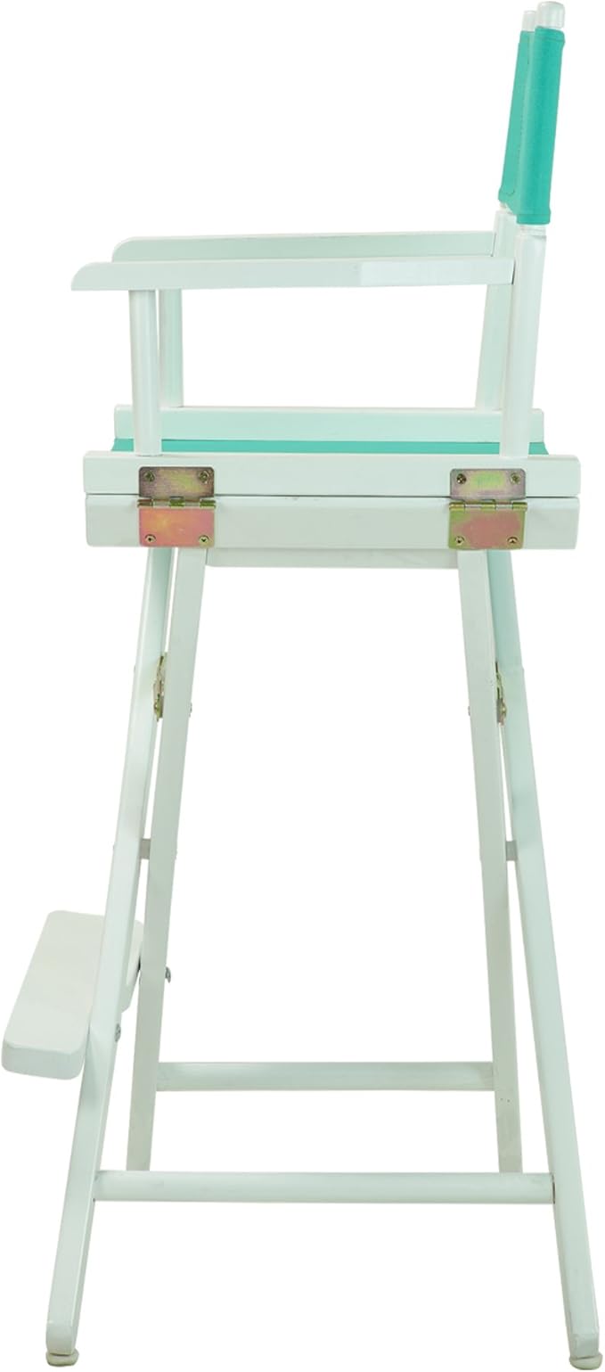 Casual Home Director's Chair ,White Frame/Teal Canvas,30" - Bar Height