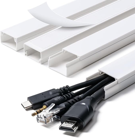 58in Cord Hider, Cable Hider, Cord Covers for Wires on Wall, Paintable Cable Cover Raceway, Wire Hiders for TV on Wall, Cord Concealer, Cord Cable Management, 4X L14.5 W0.96 H0.58in, White