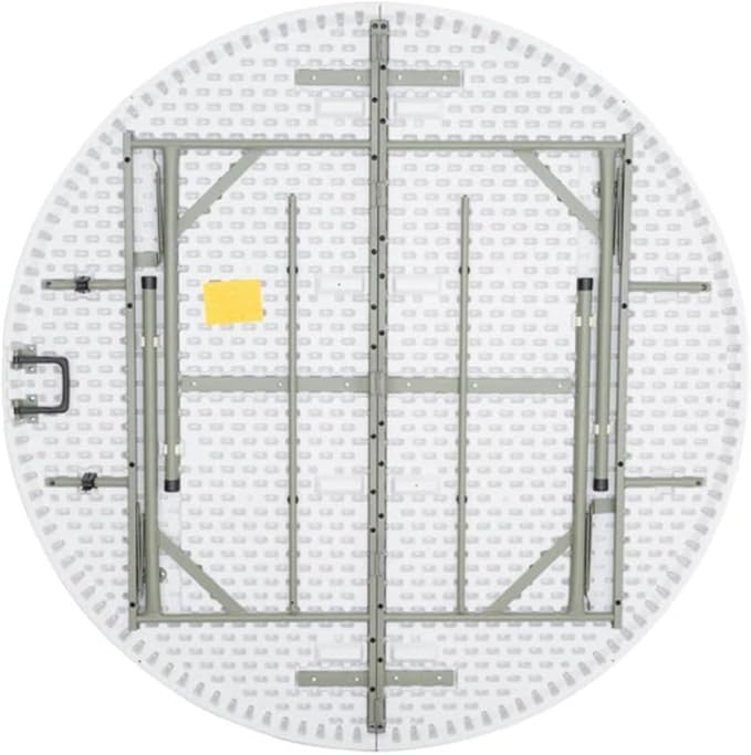 PRO&Family Commercial Round Folding Table, White Top, Powder-Coated Steel Frame, High-Impact Polyethylene Construction, Perfect for Wedding, Party, Shool, Church. (6, 72" Bi-Fold)