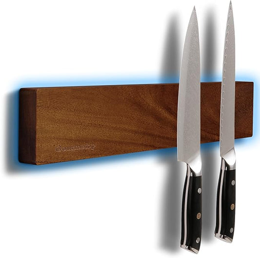 2026Updated Knife Magnetic Strip, 12” Magnetic Knife Holder for Wall, Knife Magnet, Magnetic Knife Strip, Magnetic Knife Holder for Fridge, Kitchen Essentials & Kitchen Organizer, Dark Acacia Wood