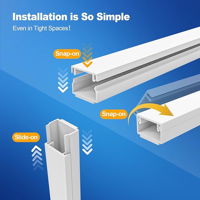 294in Cord Hider Kit, Cord Covers for Wires onWall, One-Cord Cable Hider, Paintable WireHider, Self-Adhesive Wire hiders for TV21xL14inxw0.59inxH0.4in. White