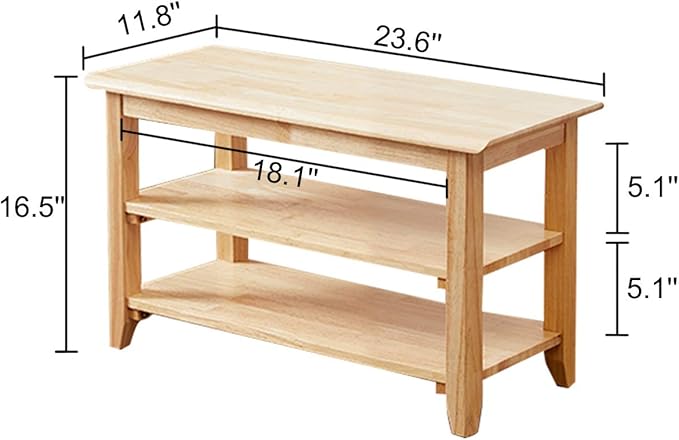 XKZG Shoe Storage Bench Wooden Shoe Rack Bench Simple Style Wood Entryway Bench (Natural,23.6")