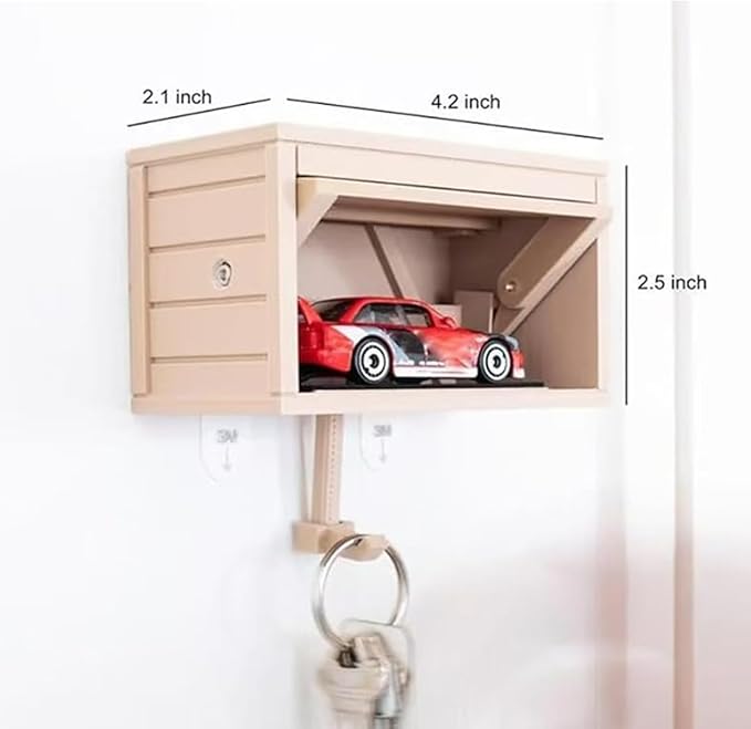 Decorative Car Key Holders - Wall Mounted Garage Key Holders - Wall Mounted Key Storage Boxes - for Entrances, Front Doors, Hallways, Offices (Beige)