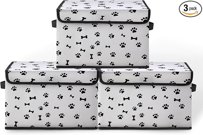 Stackable Storage Bins with Lids,Closet Organizers Fabric Box for Home and Office,Blanket Clothes Organizers,Under Bed Storage Containers 3 Pack