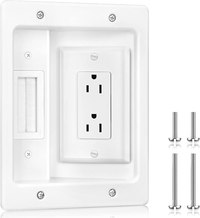 Elecpow in Wall Cable Management Kit, Hide TV Power Cables & Low Voltage Wires Behind The Wall, Recessed Outlet for Wall Mounting TV