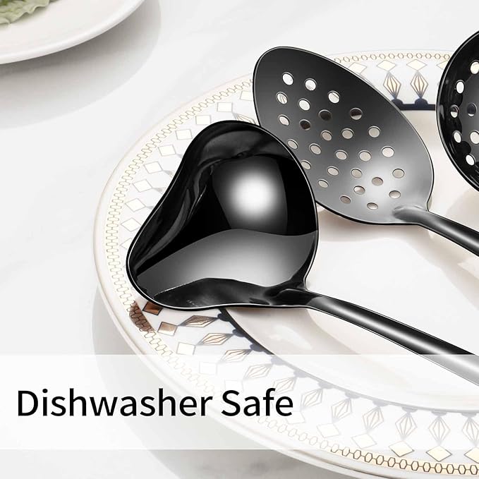 Lazycorner Cooking Utensil Set 11 Pcs Stainless Steel Kitchen Utensils Set Wok Utensils Kitchen Tool Set Spatula Set Heat Resistant Metal Kitchen Tools Ergonomic HandleEasy to Clean Dishwasher Safe
