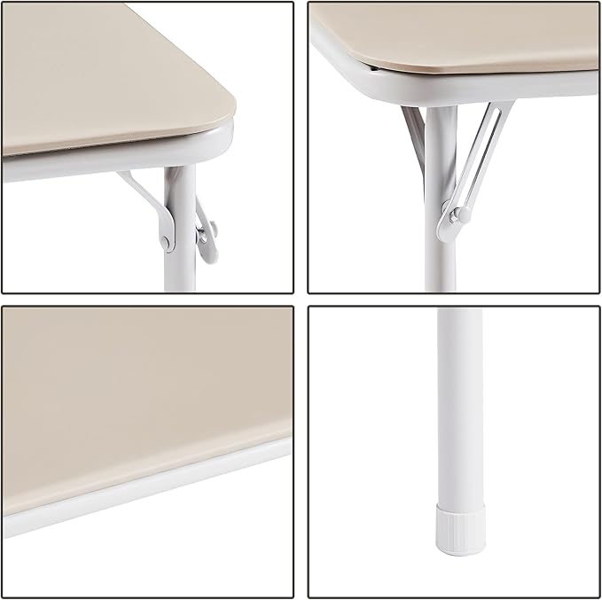 VECELO 34'' Folding Card Table Square with Soft Padded Tabletop, Portable for Dining Room, Parties, Games, Puzzles, Beige