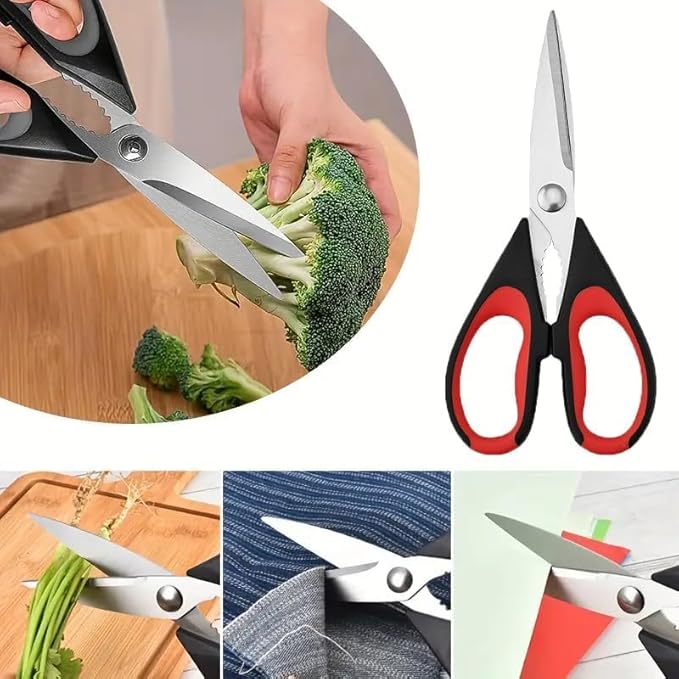 Kitchen Scissors All Purpose Heavy Duty, Kitchen Utensils Set, Stainless Steel Cooking Utensils Gadgets Meat Poultry Food Shears Dishwasher Safe Utility Tools Home (orange-red)