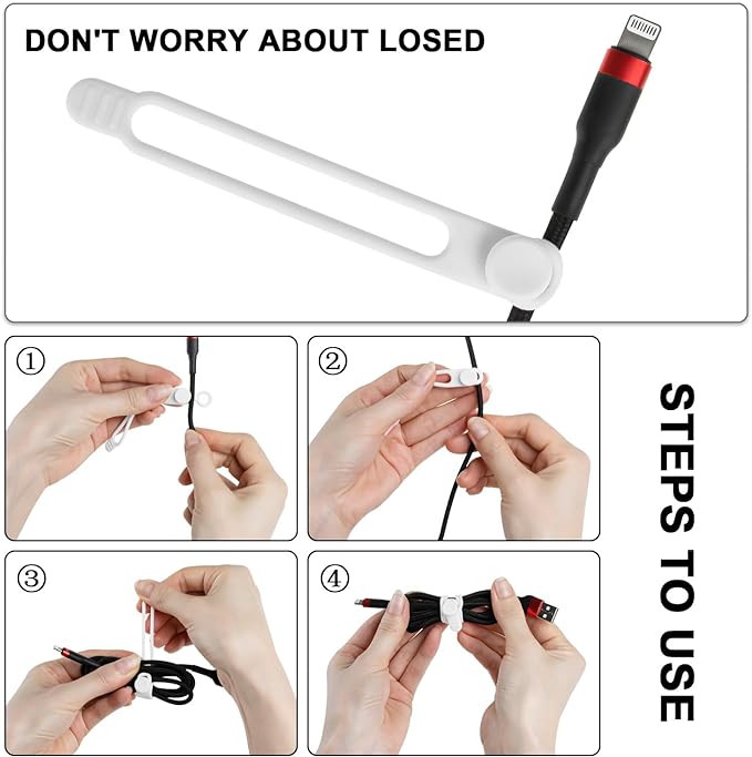 16Pcs 4.2" Silicone Cable Ties Cord Organizer for Cable Management, Reusable Cable Organizer Electronic Accessories in Home,Office,Kitchen,School,Travel(Black*8 & White*8)