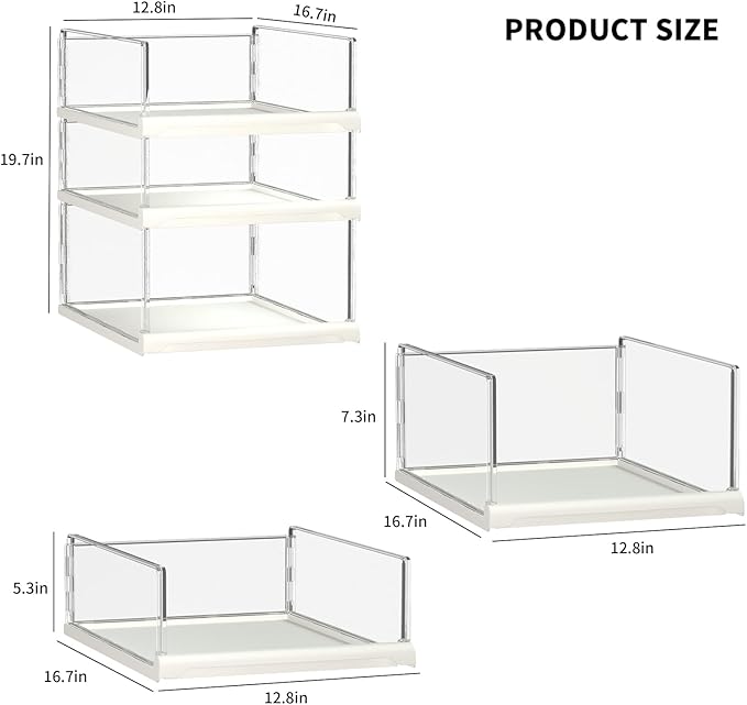 Covetree 3 Pack Stackable Closet Organizers and Storage Shelves - Transparent Sweater Organizer for Closet, Bathroom, Kitchen, Cupboard, Laundry Room, and Office