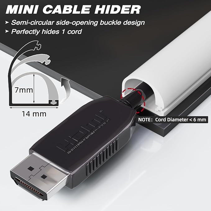 39”TV Cord Hider for Wall Mounted TV, Selfadhesive Wall Cable Hider for 1 Cord, Flexible Silicone White Cord Covers Wire Hiders for Cords on Wall,Babyproof Cable Concealer Raceway Management