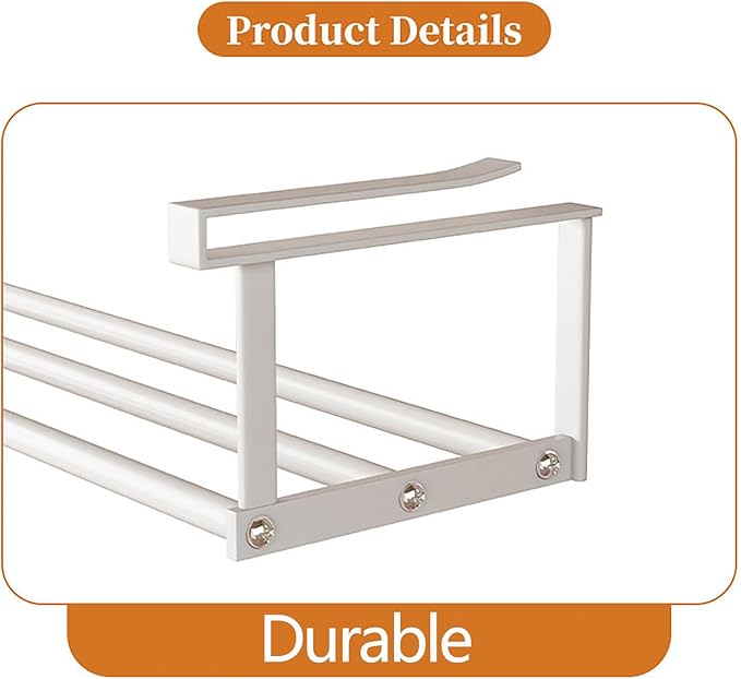 Under-Shelf Expandable Shoe Rack Organizer, White Metal, 40-70cm Width Adjustable, Cabinet Storage for Closet，Retractable Shoe Rack Organizer，Expandable（4 Pcs）