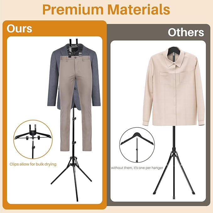 Adjustable Shirt Display Stand 32-64.6 Inch, Foldable Clothing Display Stand Mannequin Torso for Retail Vendors, Multi-Use Steamer Rack Stand for Clothes Garment