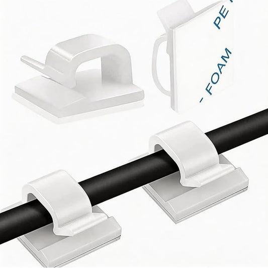 150 PCS Adhesive Cable Wire Clips Black, Outdoor Cable Management Wire Organizer Cord Holder for Under Desk, Car, Wall, TV PC Ethernet Cable (White)