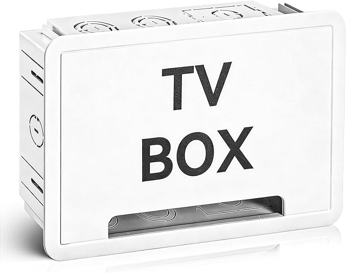 9" in-Wall Media Box - Recessed TV Outlet & Structured Wiring Box for Cable Management, Fits Samsung Frame TV, Streaming Devices, Routers, White