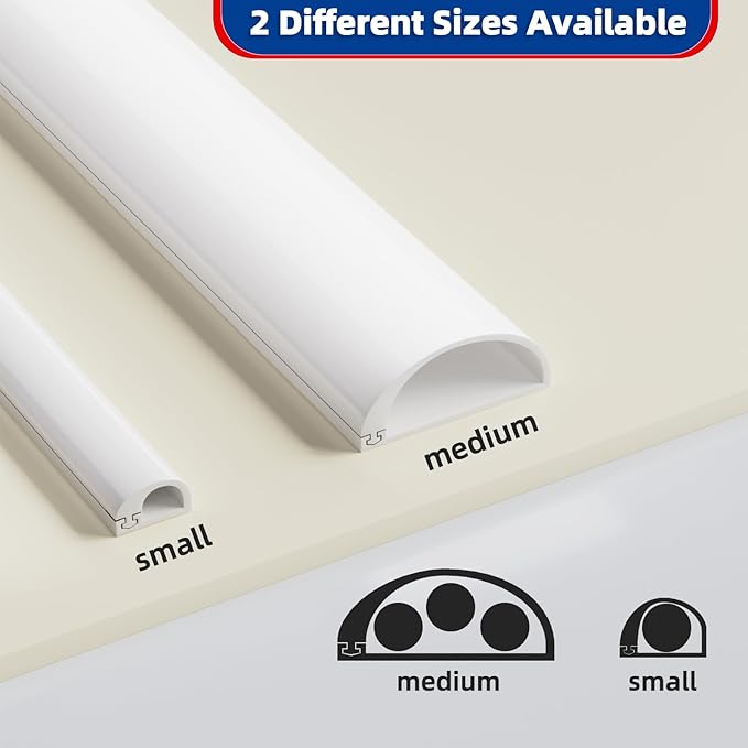 39" Side Buckle Cable Hider for 1 Cords,Extension Cord Covers for Wires On Wall,Adhesive Cord Hider for Wall Mount Tv,Wire Channel for Cable Concealer,Cable Raceway Home & Office,White