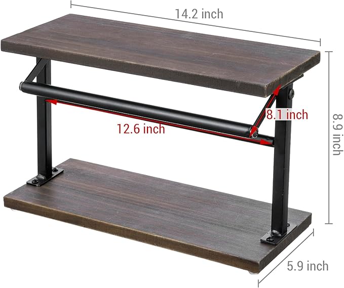 MyGift Kitchen Countertop Paper Towel Holder and Condiment Display Shelf Rack, Rustic Burnt Wood and Metal Towel Dispenser with Top Shelf for Bathroom or Kitchen