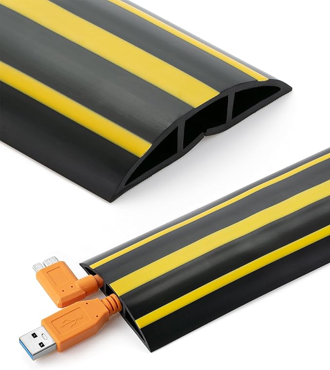 Bates- Floor Cord Cover, 6ft, Cable Cavity 0.6" (W) x 0.31" (H), Heavy Duty Wire Protector, PVC Extension Cords Hider, Protect Cords, Prevent Cable Trips, Cord Hider for Office, Home, Outdoor