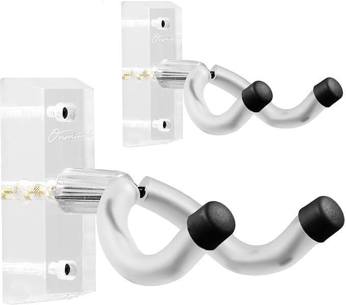 Onmiwod Guitar Wall Mount 2 Pack, Acrylic Guitar Hanger, U-Shaped Guitar Wall Hanger Mount, Guitar Holder Hook Stand Wall for Acoustic, Electric Guitar, Banjo, Bass, for Guitar Player Men Boy