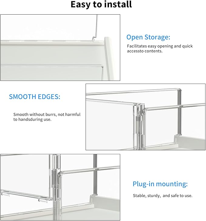 Covetree 3 Pack Stackable Closet Organizers and Storage Shelves - Transparent Sweater Organizer for Closet, Bathroom, Kitchen, Cupboard, Laundry Room, and Office