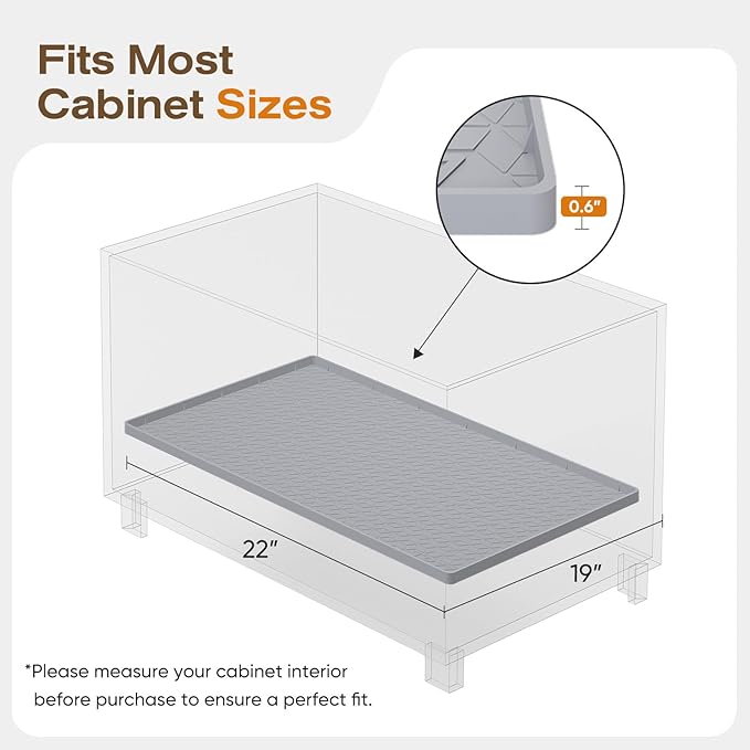 TRZZ Silicone Waterproof Under Sink Mat 22" x 19", Drip Tray and Cabinet Liner for Kitchen and Bathroom, Prevents Water Damage and Organizes Cabinets (Black)